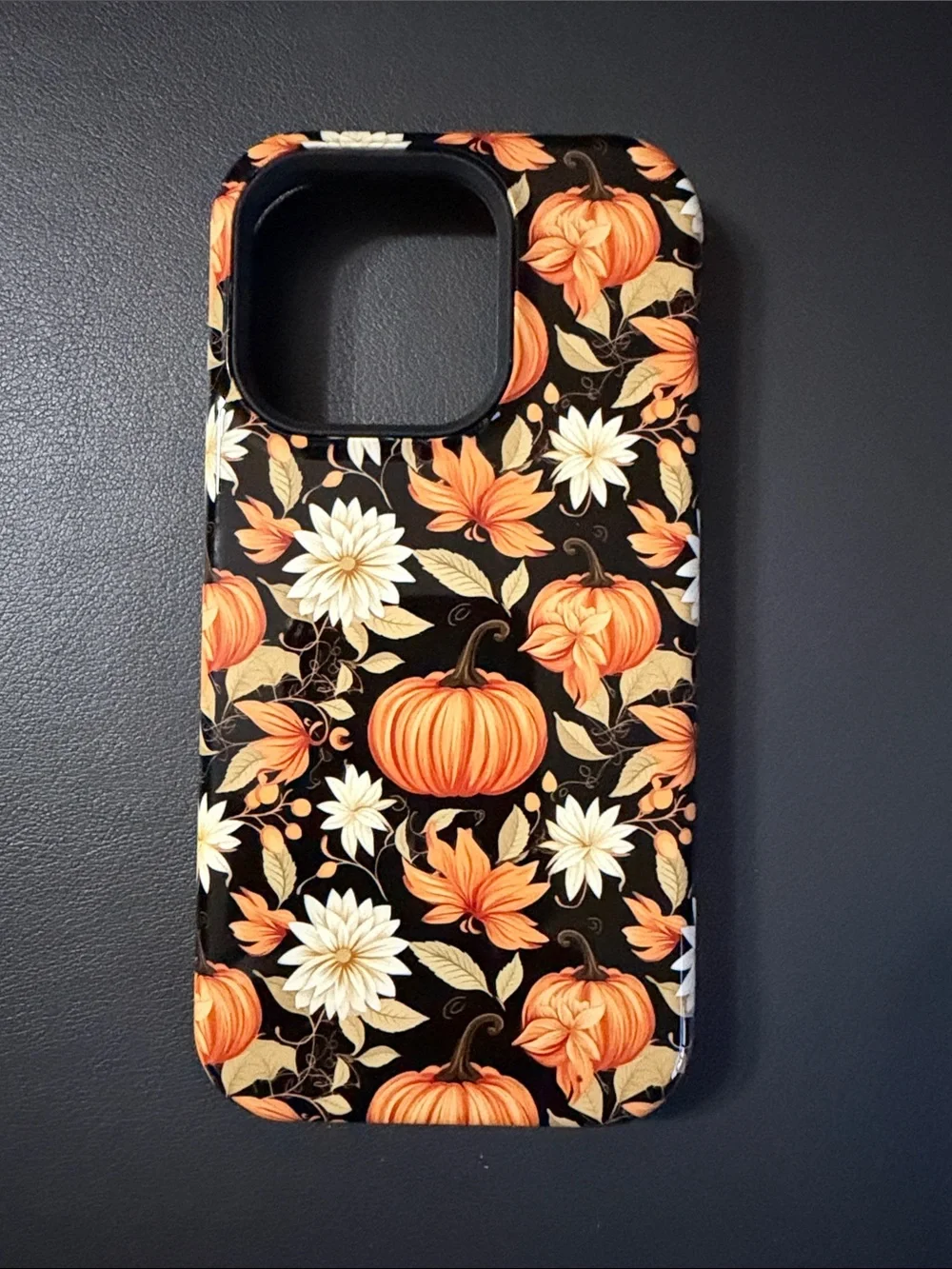iPhone 15 Pro, Fall Pumpkin Floral Black iPhone Case - Etsy, MagSafe